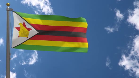 Zimbabwe Flag On Flagpole