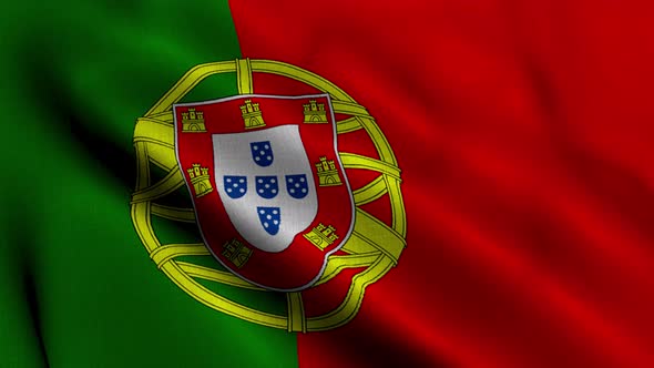 Portugal Satin Flag. Waving Fabric Texture of the Flag of Portugal, Real Texture Waving Flag of the