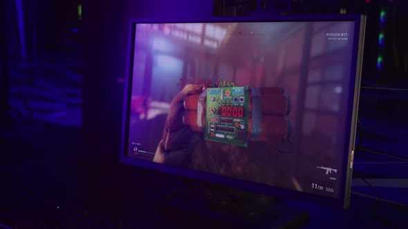 Failing a mission and dying because of the explosion in a computer video game alt