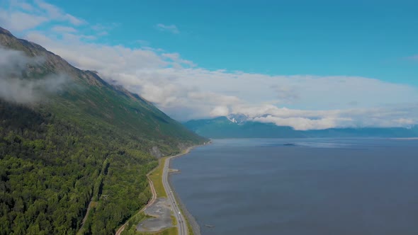4K Drone Video of Seward Highway Alaska Along Turnagain Arm at 400x Speed