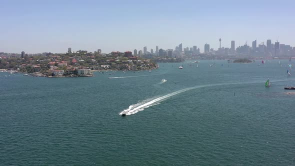 Speedboat Crossing the Sydney Harbour in the Summer