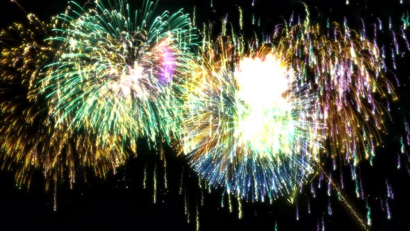 Looping Multicolored Isolated Fireworks Grand Finale