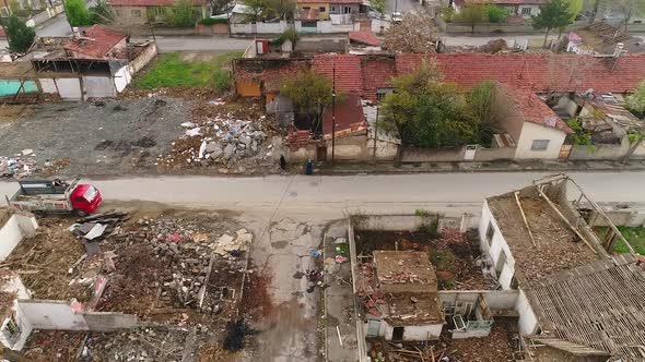 Destroyed Houses Aerial View