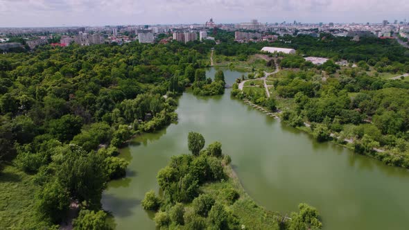 Aerial View in the park on a sunny day