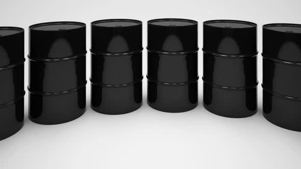 The huge array of black oil barrels. Stored in circular array. Loopable. HD
