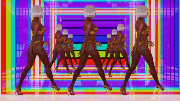 The Graceful Gait of the Girls in a Bright Iridescent Cube