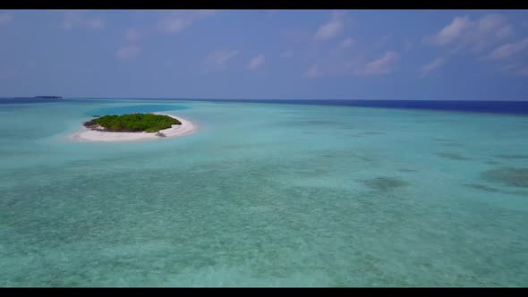 Aerial seascape of beautiful island beach journey by clear sea with white sandy background of journe