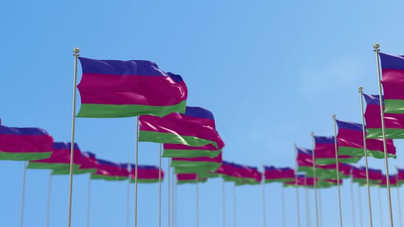 Kuban Peoples Republic Row Of Flags 3D Animation