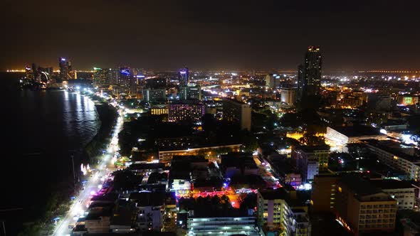 Time lapse of beautiful Pattaya city around sea ocean bay in Thailand