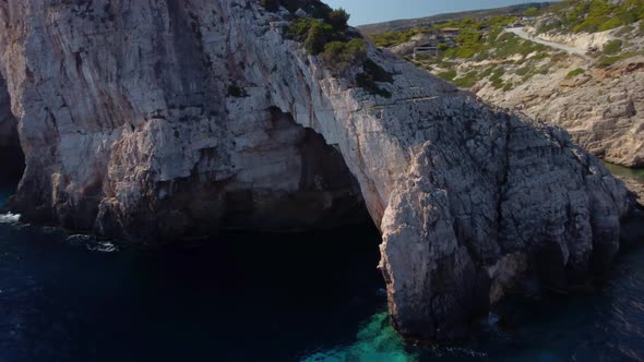 Huge natural arch in Greece during summer. Korakonissi Zakynthos