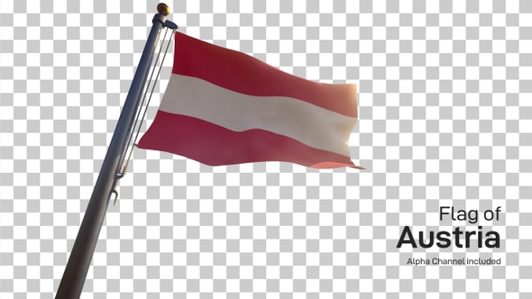 Austria Flag on a Flagpole with Alpha-Channel