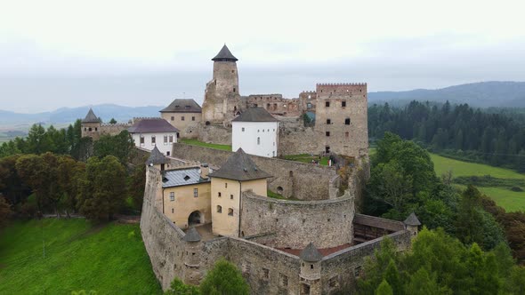 Aerial view of the castle in Stara Lubovna, Slovakia