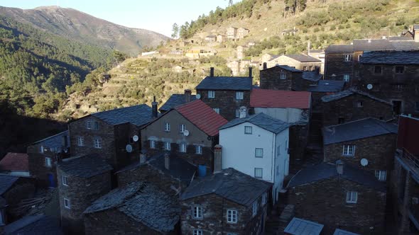 The beautiful village of Piódão in Portugal, with houses made of shale stone