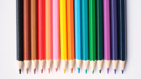 A Set of Colored Pencils Isolated on a White Background in Banner Format