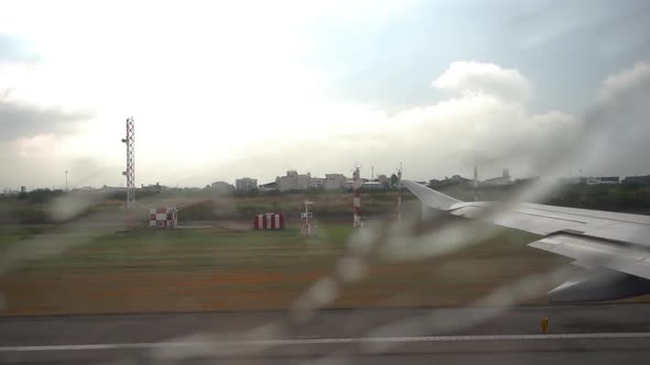 Airplane Takes Off During the Rain