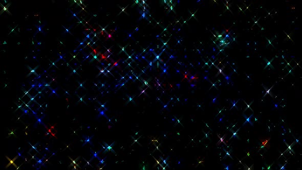 Abstract Background With glowing dots with Light Scattered Lines in full color, on black background