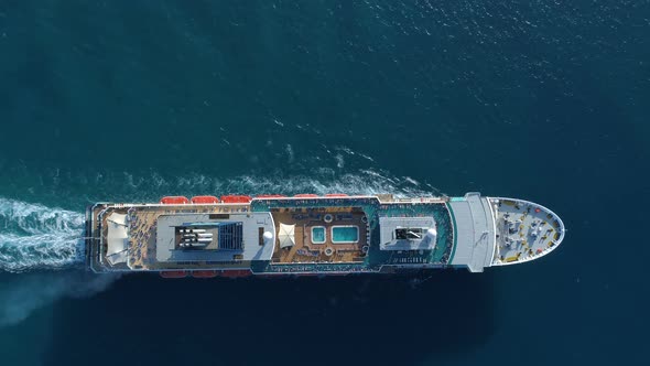 Tourist Ship in the Blue Sea