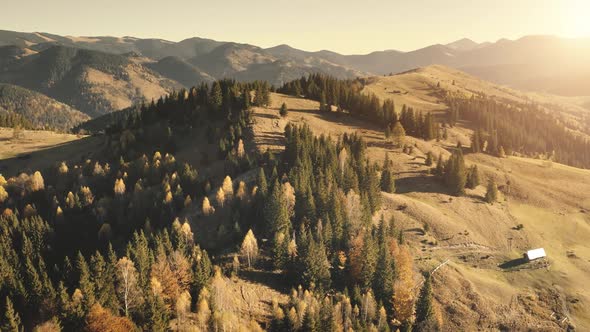 Autumn Sun Mountain Landscape Aerial