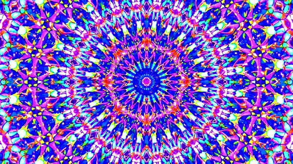 Bright abstract light governing full color, kaleidoscope, blue background