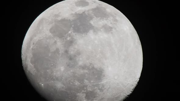 Natural Night Background with Dark Sky and Full Moon Earth Satellite