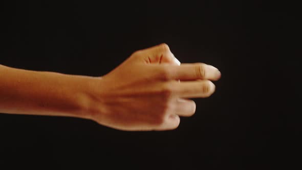 Rockpaperscissors Game African American Man Playing with Hand Gestures Showing Signs on Black