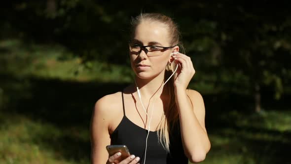 Girl Gets Ready To Start Jogging