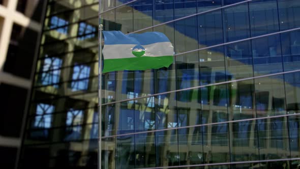 Kabardino Balkaria Flag Waving On A Skyscraper Building