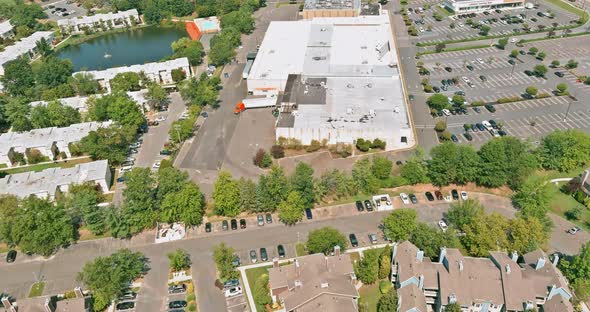 Arieal View of American East Brunswick Town of Apartment Complex Community Near Shopping Complex in