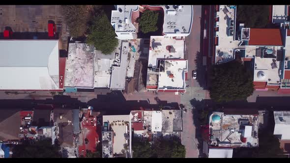 4k 24fps Cenital Drone Shoot Of Playa Del Carmen 5 Avenue Empty 