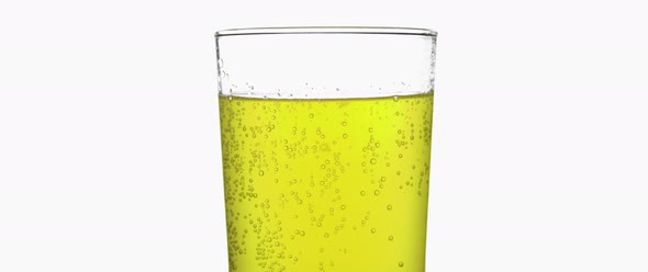 Carbonated Yellow Drink in Close-up
