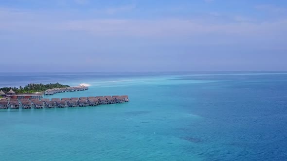 Aerial view tourism of exotic bay beach break by sea and sand background