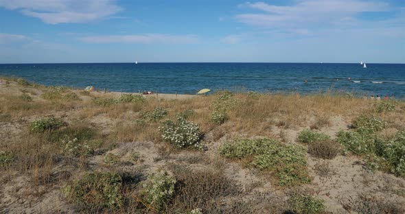 The beach between the Canet en Roussillon and Saint Cyprien, Occitanie, France