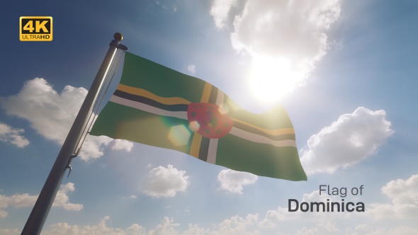 Dominica Flag on a Flagpole V2 - 4K