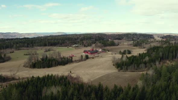 Aerial View Over Farm