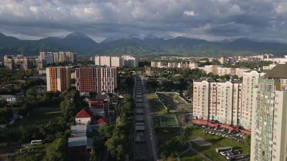 Aerial View of the Mountains and River in Almaty Kazakhstan