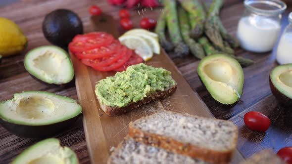 Healthy Avocado Toast. Mashed Avocado On Whole Grain Rye Bread. Vegan Food.