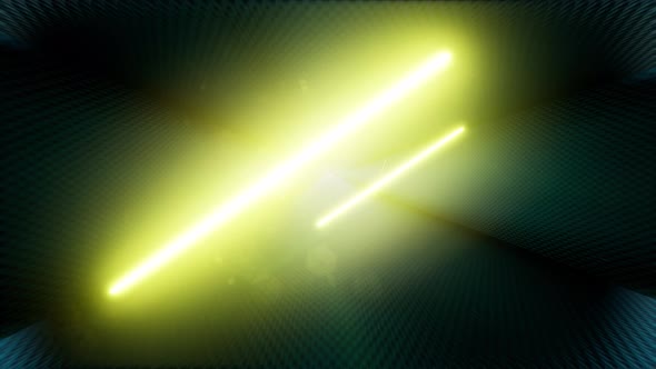 Neon Tunnel Modern Long Corridor Glow Yellow Lights Futuristic Laser