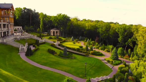 Landscape of Well-groomed Garden Park in the Summer.