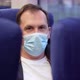 Mature Caucasian Man in Mask in Subway Car and Looking in Camera During Pandemic of Coronavirus - VideoHive Item for Sale