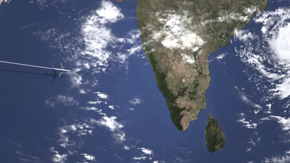 Airplane Flying To Bangalore India on the Map alt