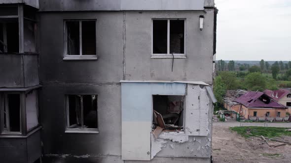 Borodyanka Ukraine  a Destroyed Building During the War Bucha District