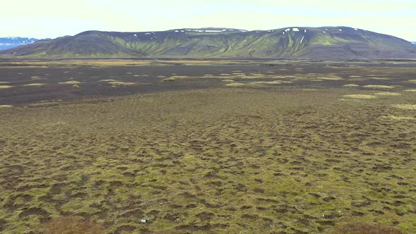 Flying Above a Huge Volcanic Plateau in Iceland