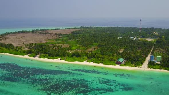 Drone view abstract of island beach by clear sea with sand background