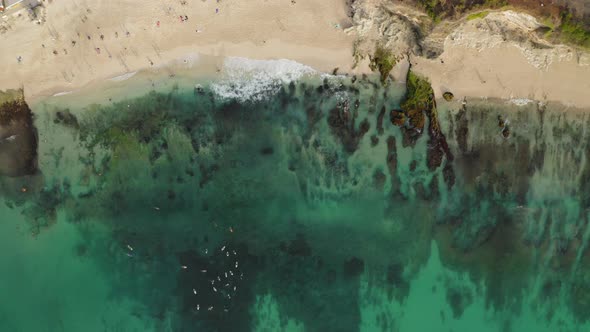 Aerial Drone Flight Over Beach at Bali Indonesia