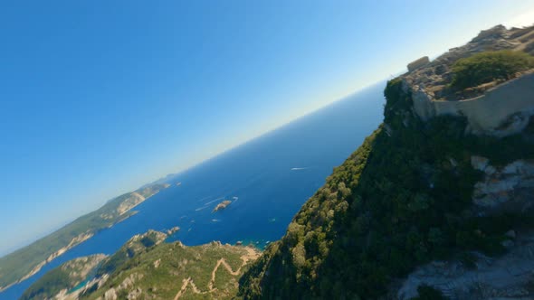 Drone Over Landscape From Angelokastro