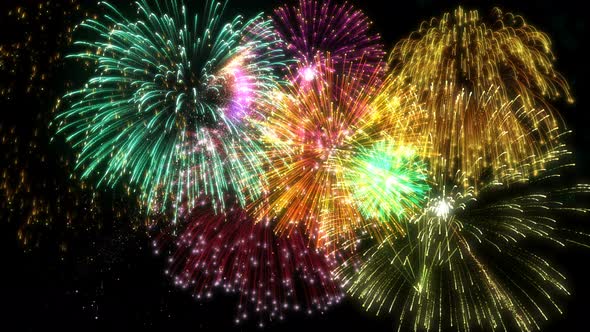 Looping Multicolored Isolated Fireworks Grand Finale