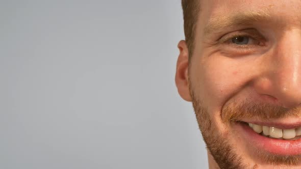 Close Up Face Young Caucasian Man with Beard