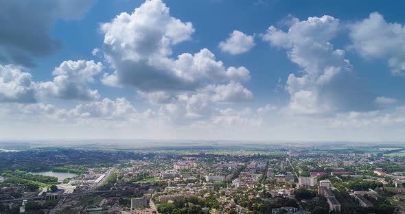 Aerial timelapse over city Rivne, Ukraine