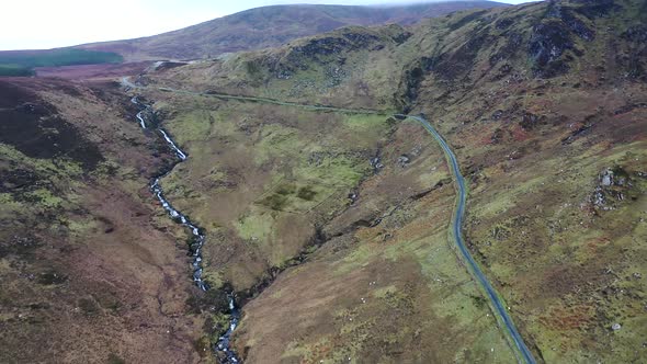 Aerial View of Granny's Pass Is Close To Glengesh Pass in Country Donegal, Ireland