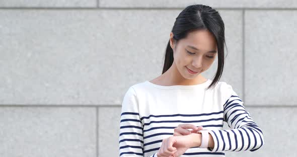 Woman use of smart watch